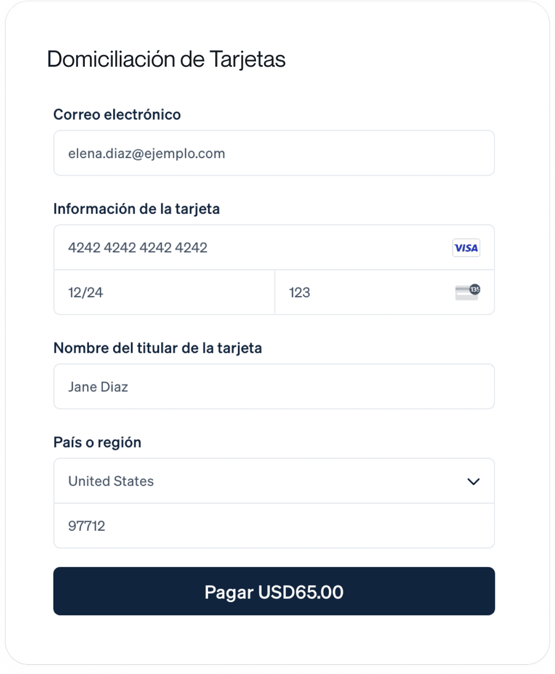 Formulario de domiciliación de tarjetas de Savio